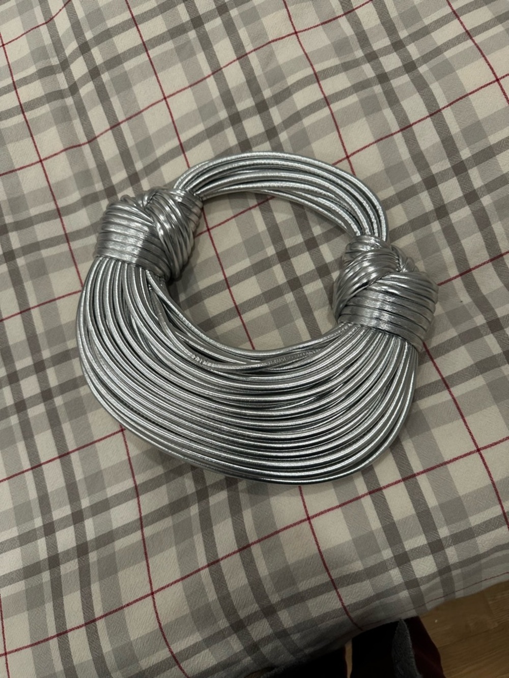 Metallic Silver Knot Handle Shoulder Bag - Picture 2 of 15